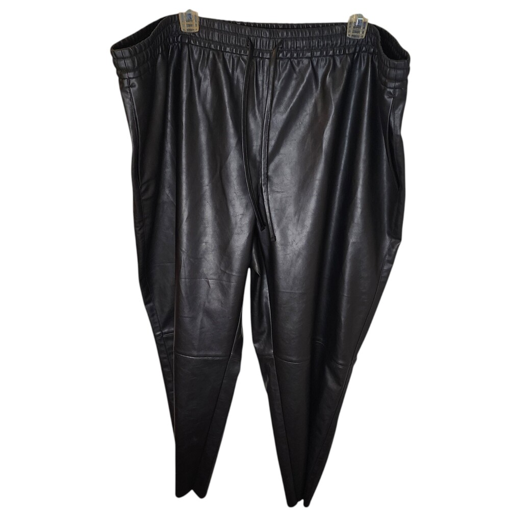 Old Navy Billie Straight Black Faux-Leather Comfort Waistband Jogger Pants
